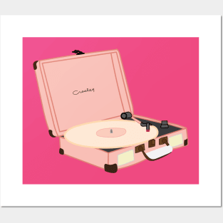 Pink Vintage Record Player by Courtney Graben Posters and Art